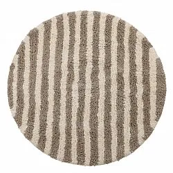 Round rug - Thira Stripe Cotton Shaggy (cream/taupe)