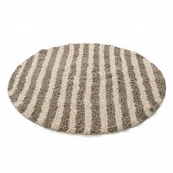 Round rug - Thira Stripe Cotton Shaggy (cream/taupe)