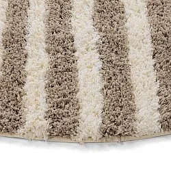 Round rug - Thira Stripe Cotton Shaggy (cream/taupe)