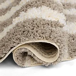 Round rug - Thira Stripe Cotton Shaggy (cream/taupe)