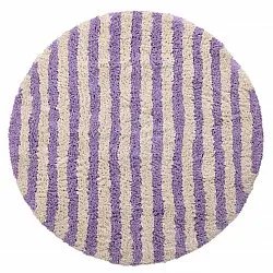Round rug - Thira Stripe Cotton Shaggy (cream/light purple)