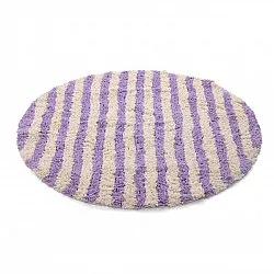 Round rug - Thira Stripe Cotton Shaggy (cream/light purple)