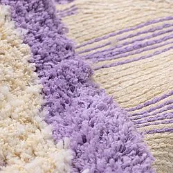Round rug - Thira Stripe Cotton Shaggy (cream/light purple)