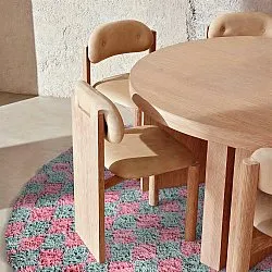 Round rug - Methoni Check Cotton Shaggy (light blue/light pink)