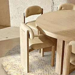 Round rug - Methoni Check Cotton Shaggy (cream/light yellow)