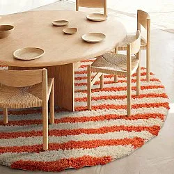 Round rug - Thira Stripe Cotton Shaggy (light yellow/light orange)