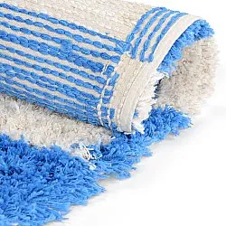 Round rug - Atrani Natural Cotton Shaggy (blue)