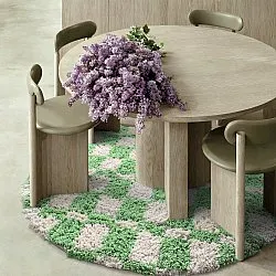 Round rug - Atrani Natural Cotton Shaggy (green)