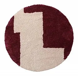 Round rug - Begur Natural Cotton Shaggy (off-white/burgundy)