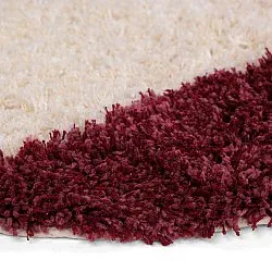 Round rug - Begur Natural Cotton Shaggy (off-white/burgundy)