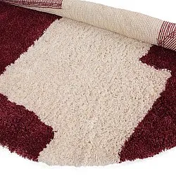 Round rug - Begur Natural Cotton Shaggy (off-white/burgundy)