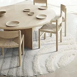 Round rug - Cazorla Natural Cotton Shaggy (off-white)