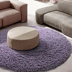 Round rug - Combarro Solid Cotton Shaggy (light purple)