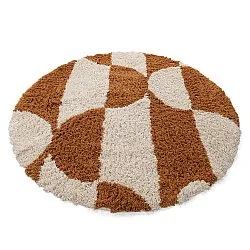 Round rug - Kalymnos Natural Cotton Shaggy (off-white/ochre)