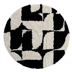 Round rug - Marvao Natural Cotton Shaggy (off-white/black)