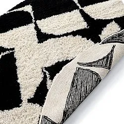 Round rug - Marvao Natural Cotton Shaggy (off-white/black)