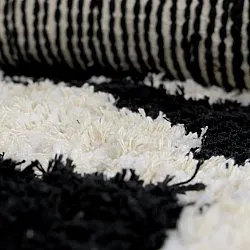 Round rug - Marvao Natural Cotton Shaggy (off-white/black)