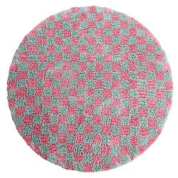 Round rug - Methoni Check Cotton Shaggy (light blue/light pink)
