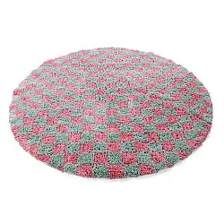 Round rug - Methoni Check Cotton Shaggy (light blue/light pink)
