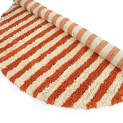 Round rug - Thira Stripe Cotton Shaggy (light yellow/light orange)