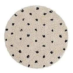 Round rug - Soria Natural Cotton Shaggy (off-white/black)