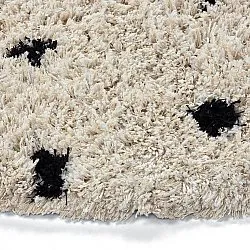 Round rug - Soria Natural Cotton Shaggy (off-white/black)