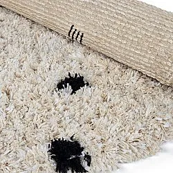 Round rug - Soria Natural Cotton Shaggy (off-white/black)