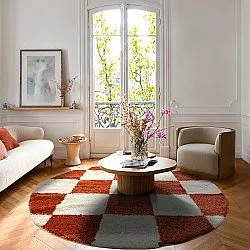 Round rugs - Gordes (orange/white)