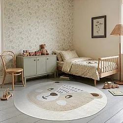 Round Children's Rug - Kind Bear (cream)