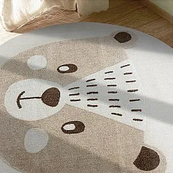 Round Children's Rug - Kind Bear (cream)