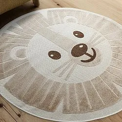 Round Children's Rug - Kind Lion (cream)