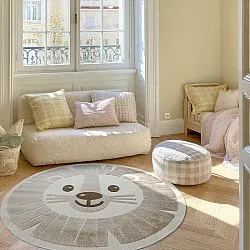Round Children's Rug - Kind Lion (cream)