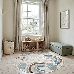 Round Children's Rug - Rainbow Potpourri (cream/multi)