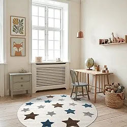Round Children's Rug - Stars (cream/multi)