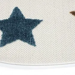 Round Children's Rug - Stars (cream/multi)