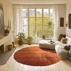 Round rug - Leora Natural Cotton Shaggy (orange/brown)