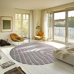 Round rug - Callista Natural Cotton Shaggy (taupe)
