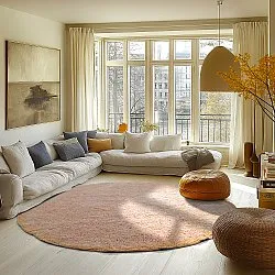 Round rug - Celina Natural Cotton Shaggy (pink/beige)