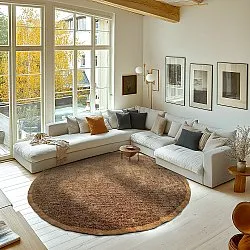 Round rug - Celina Natural Cotton Shaggy (brown/orange)
