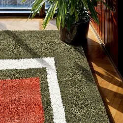 Shaggy rugs - Alsace (green/white/orange)