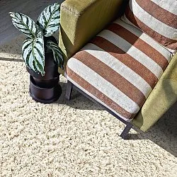 Round rug - Fassale Hand Woven Wool Shaggy (white)