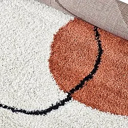 Shaggy rugs - Sanghar (white/orange/green)