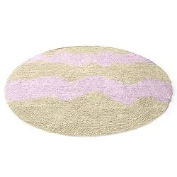 Round rug - Amira Natural Cotton Shaggy (beige/purple)