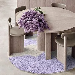Round rug - Amira Natural Cotton Shaggy (purple/beige)