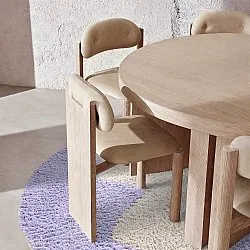 Round rug - Amira Natural Cotton Shaggy (purple/beige)