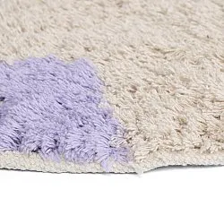 Round rug - Amira Natural Cotton Shaggy (purple/beige)