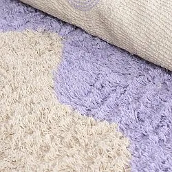 Round rug - Amira Natural Cotton Shaggy (purple/beige)