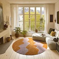 Round rug - Amira Natural Cotton Shaggy (orange/pink)