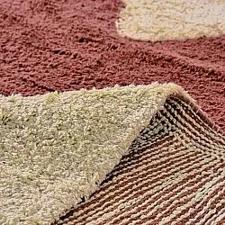 Round rug - Amira Natural Cotton Shaggy (red/beige)