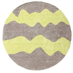 Round rug - Amira Natural Cotton Shaggy (taupe/yellow)